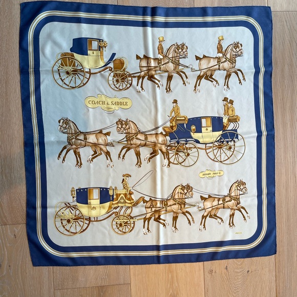 Vintage Hermes scarf with coach and saddle